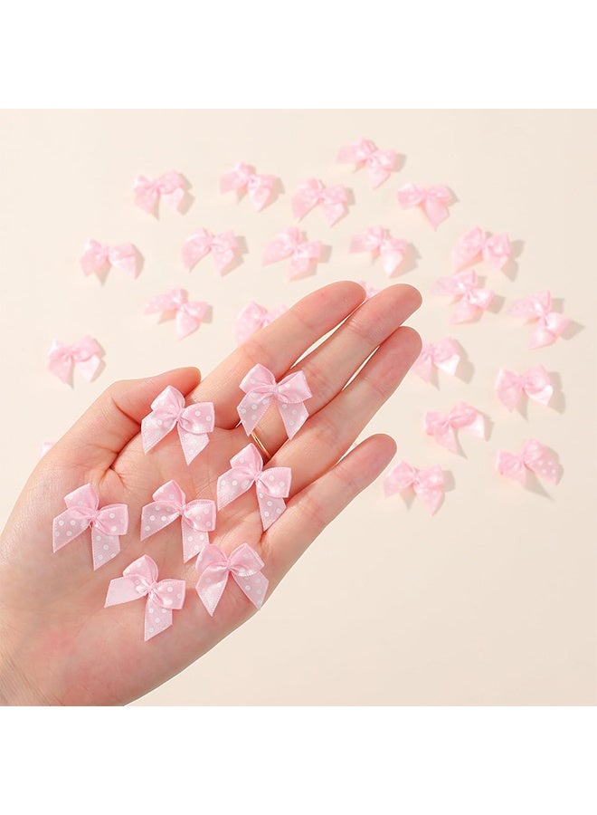 30 قطعة من أشرطة صغيرة من شريط ساتان 1 بوصة، أقواس صغيرة وردية منقطة للحرف اليدوية، خياطة يدوية الصنع، صناديق تغليف هدايا حفلة عيد الميلاد في حفلة عيد الميلاد، زينة ألبوم القصاصات - Image 3